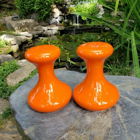 Unknown Other - Vintage 1970s Orange Ceramic Salt & Pepper Shakers